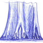 Sketch of the base of a cylinder that is axially stretched, drawn by Ty Phou.